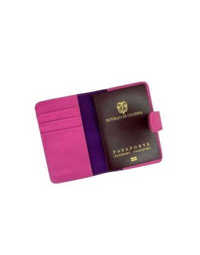 Portapasaporte el principito cuero fucsia