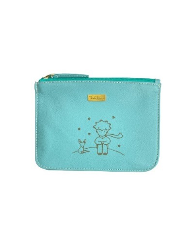 Mini cosmetiquera el principito cuero azul celeste
