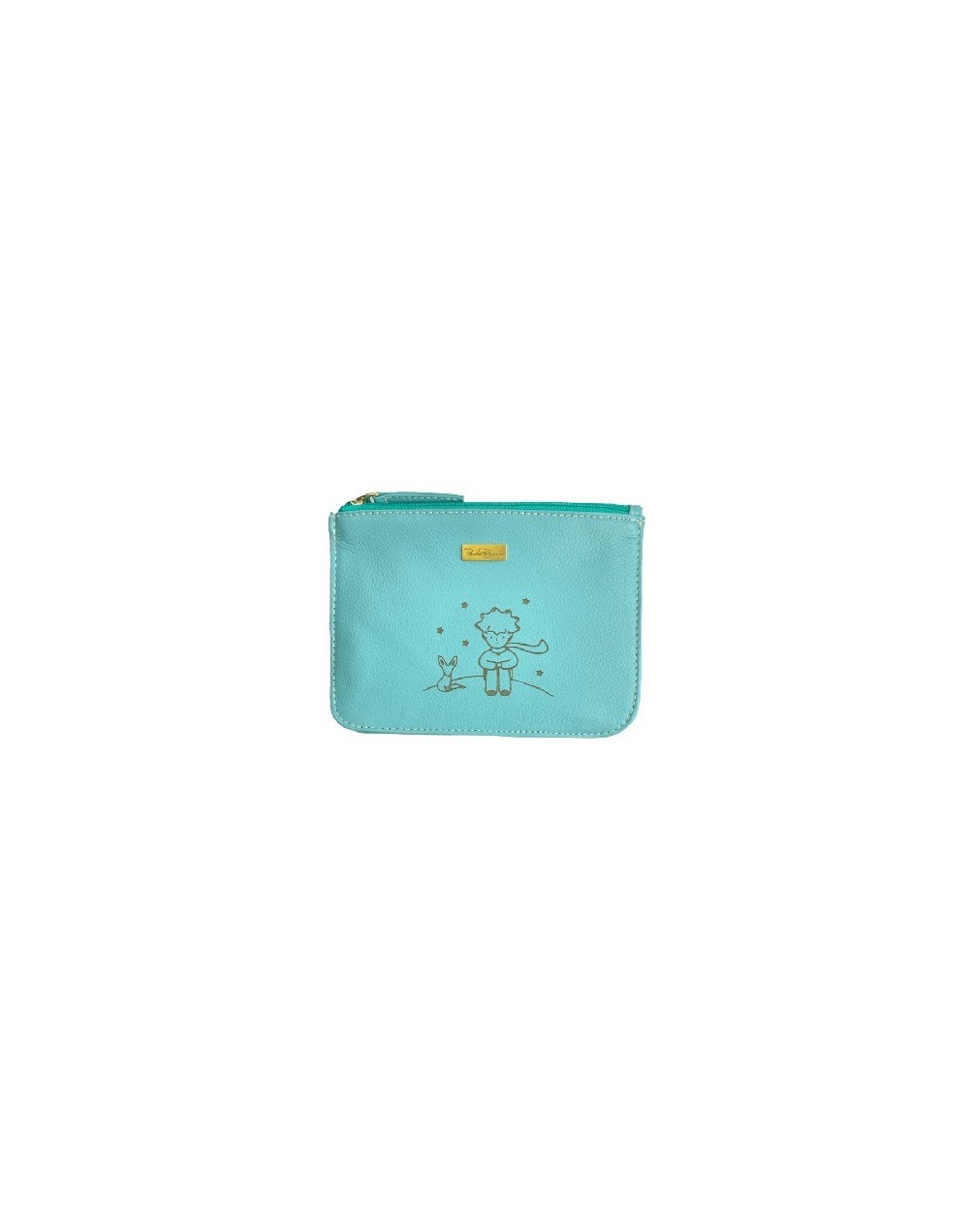 Mini cosmetiquera el principito cuero azul celeste
