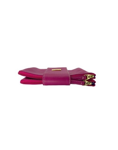 Estuche viaje cuero magenta