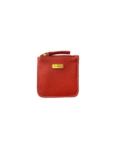 Monedero pequeño rojo en cuero