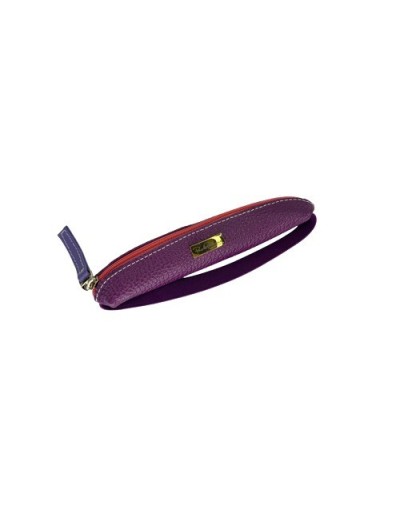 Mini cartuchera cuero morado