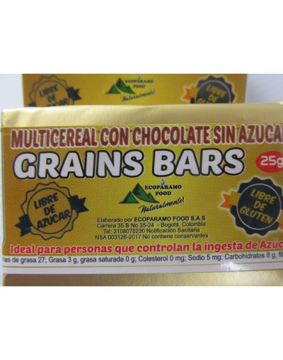 Grains Bars Barra multicereal con chocolate sin azúcar 