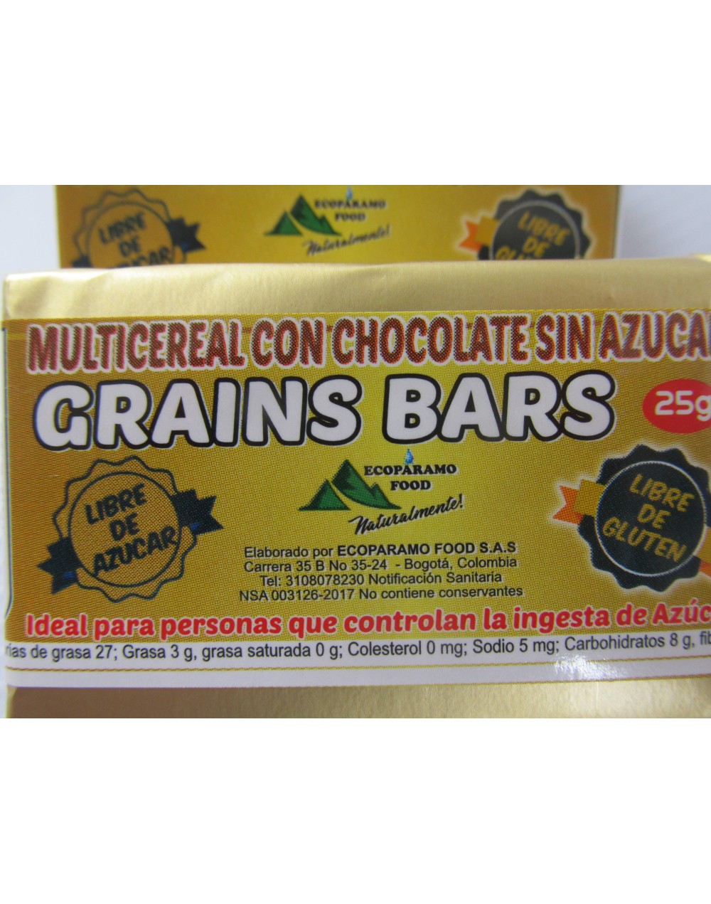 Grains Bars Barra multicereal con chocolate sin azúcar 