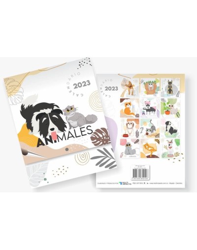 Calendario planeador de pared animales 2023