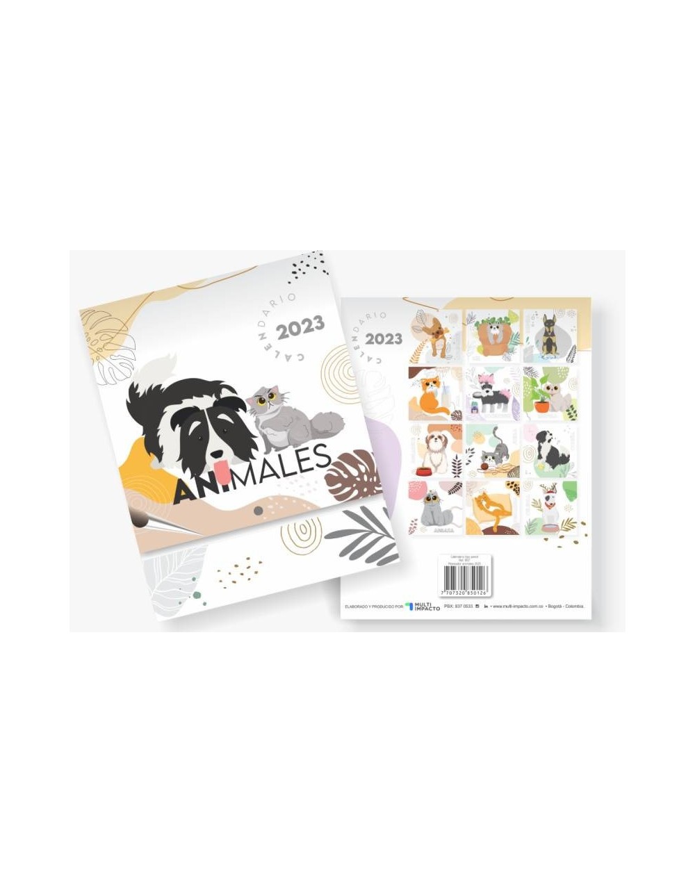 Calendario planeador de pared animales 2023