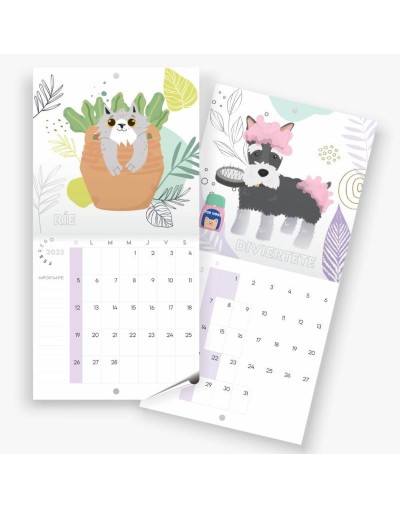 Calendario planeador de pared animales 2023