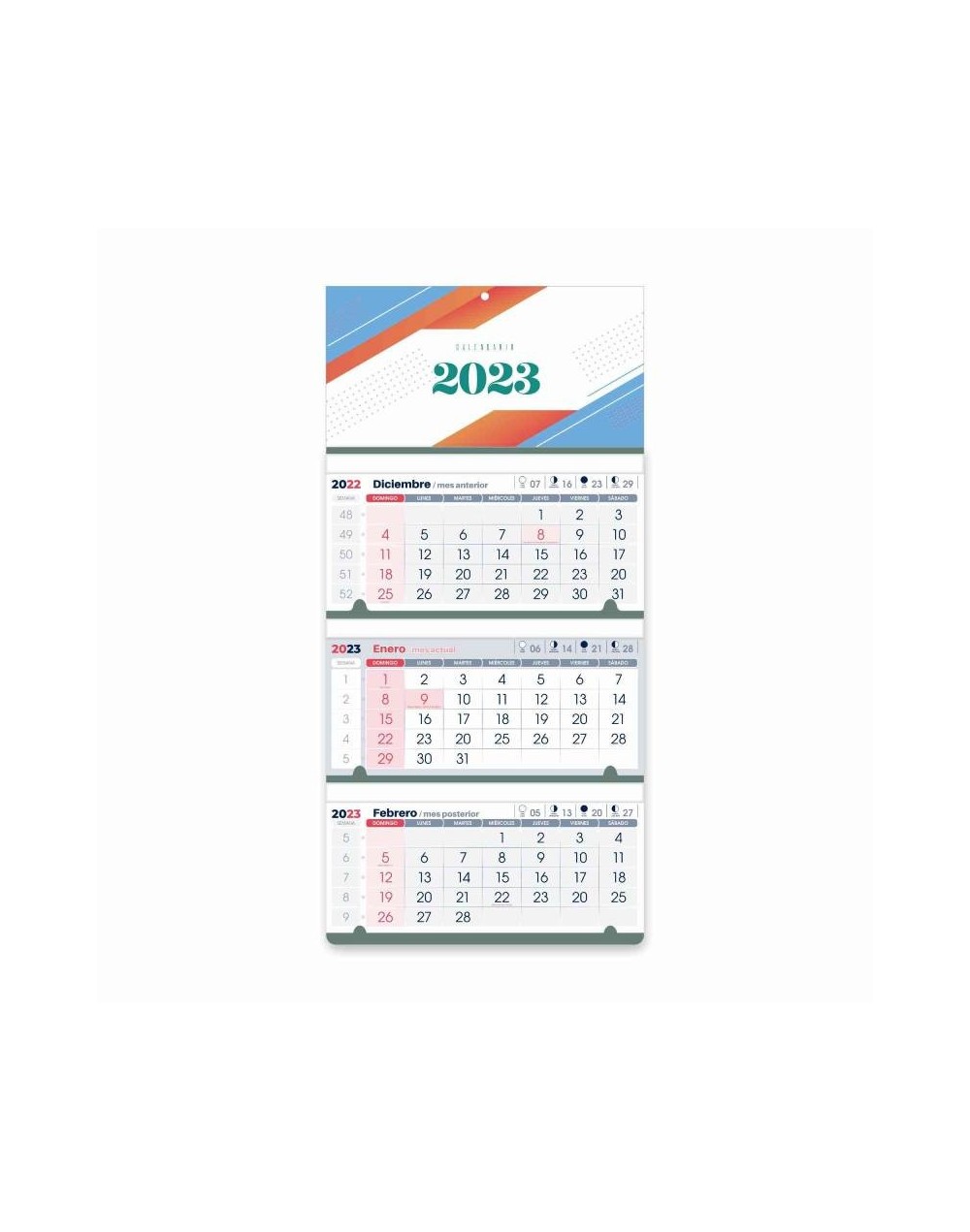 Calendario numérico de pared 2023