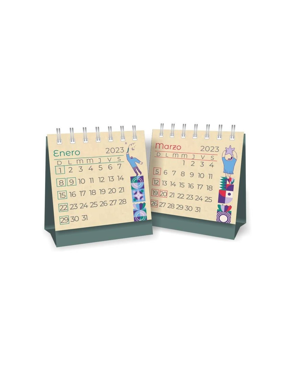 Calendario ecológico de escritorio mini numérico 2023