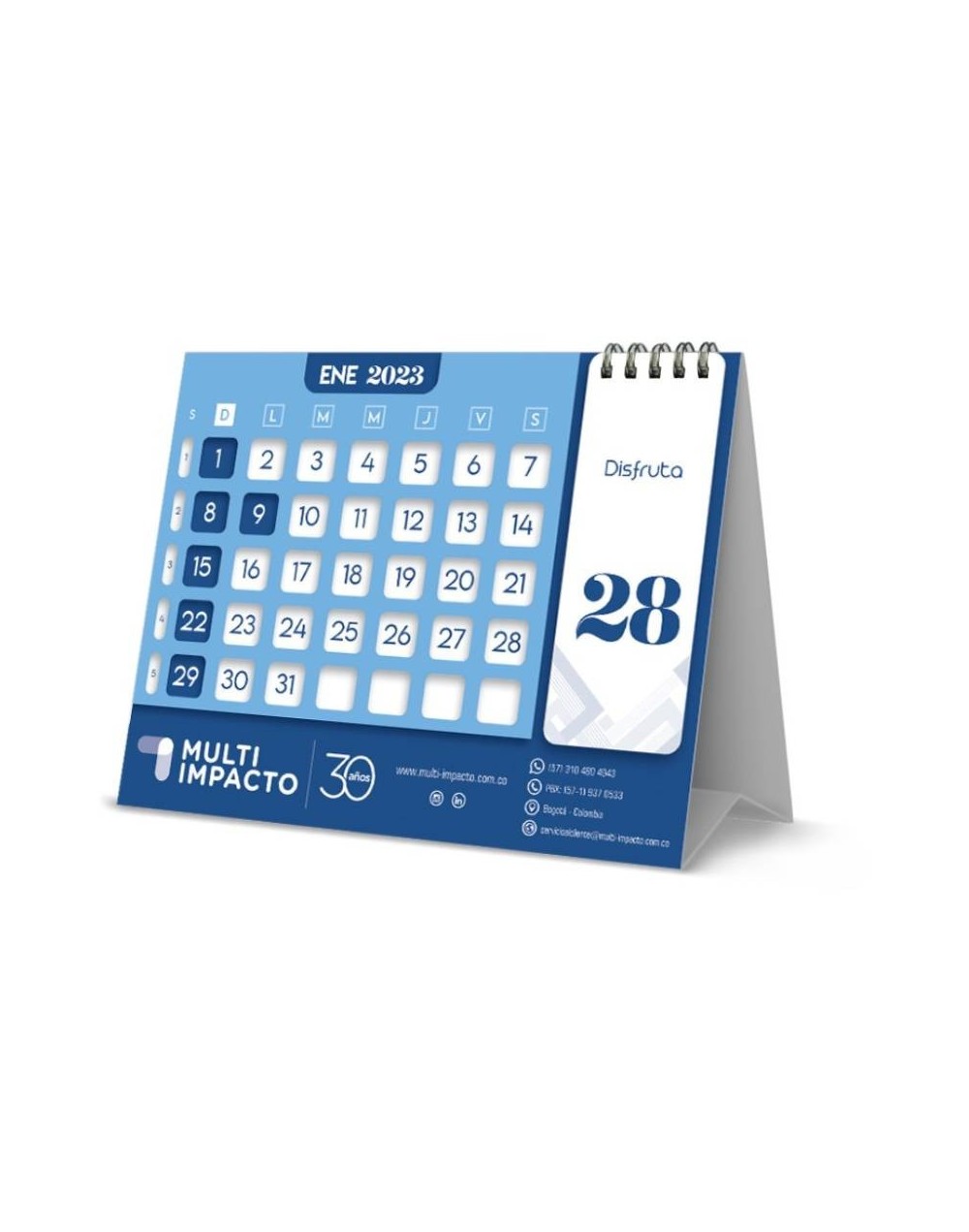 Calendario numérico de escritorio 2023