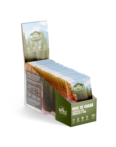 Nibs de cacao con chocolate y piña caja x 12 sobres de 25g