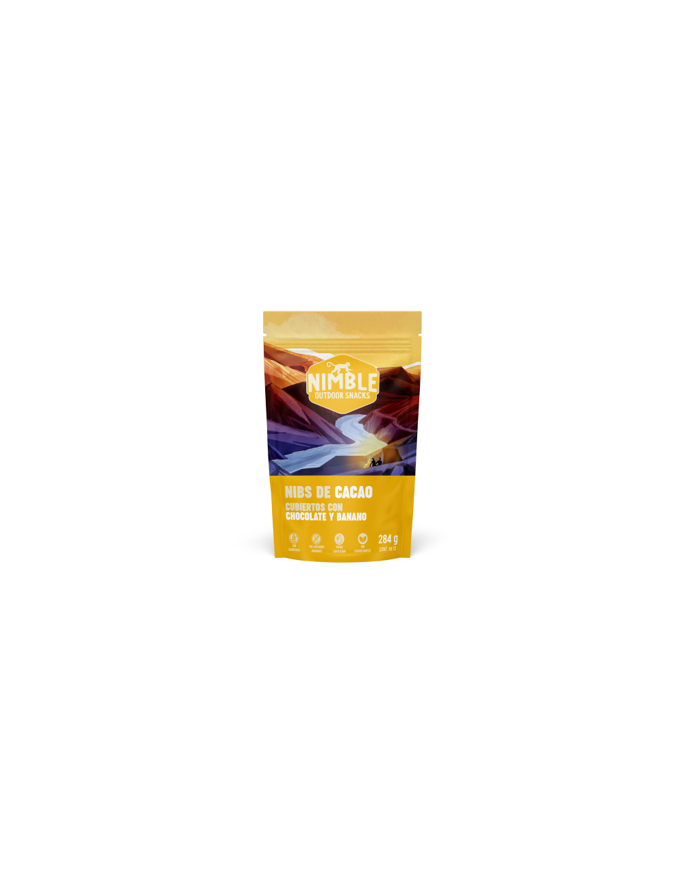 Nibs de cacao con chocolate y banano bolsa 284g
