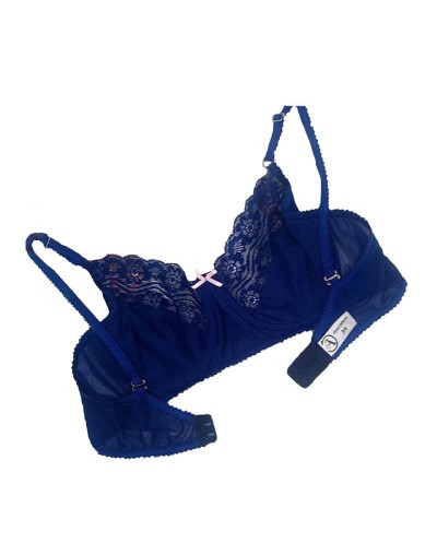 Brasier azul en encaje elástico