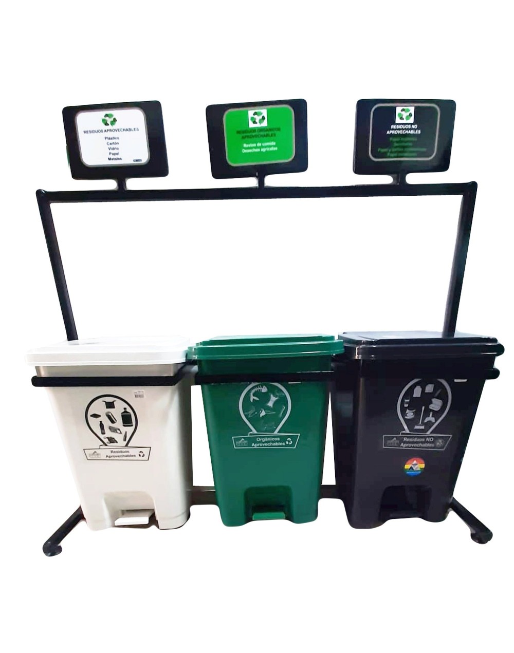 Punto ecológico de 35 litros tres puestos caneca tapa de pedal