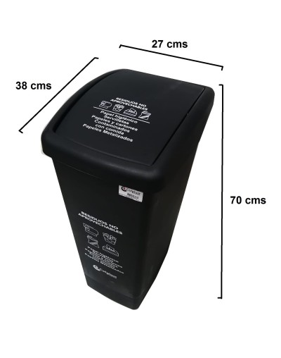 Caneca Plástica de 55 Litros Tapa Vaiven
