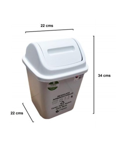Caneca Plástica de 10 Litros Tapa Vaivén Ref VAI7707