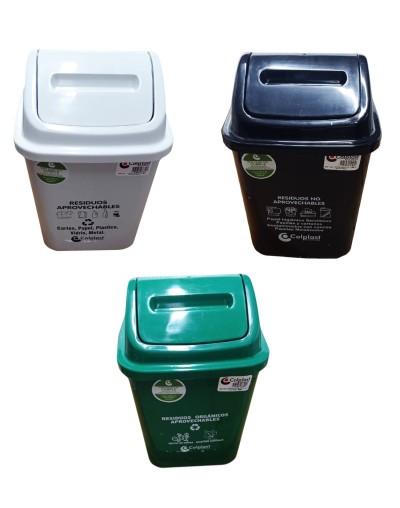 Caneca Plástica de 10 Litros Tapa Vaivén Ref VAI7707