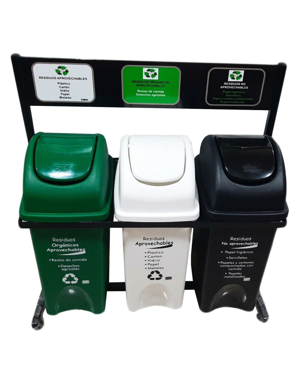Punto ecológico de 35 litros tres puestos caneca vaivén