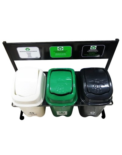 Punto ecológico de 30 litros tres puestos caneca de vaiven