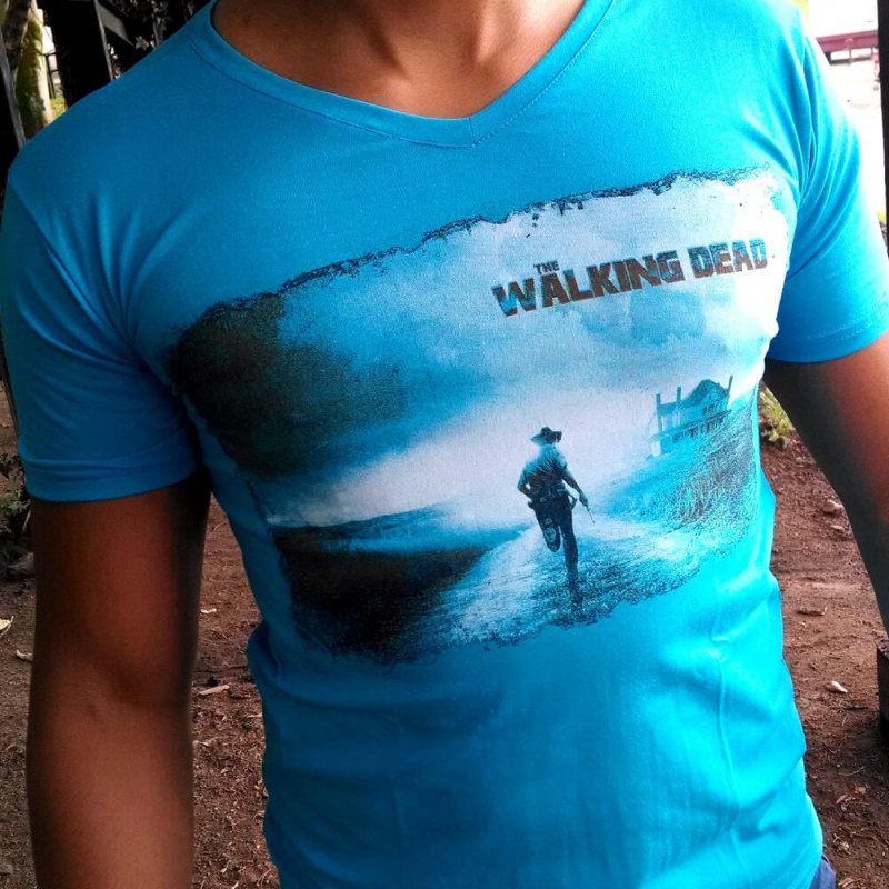 Camisetas Walking Dead para hombre cuello V