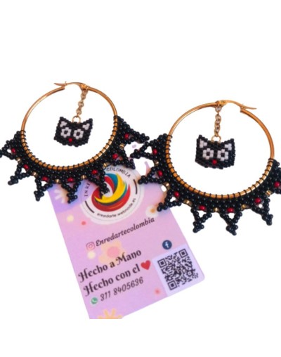 Aretes gato en aro