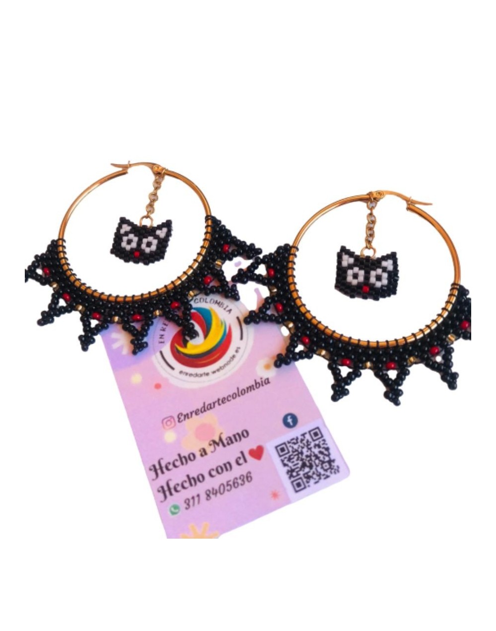 Aretes gato en aro