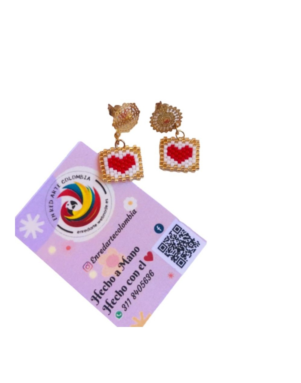 Aretes en corazon cuadrado