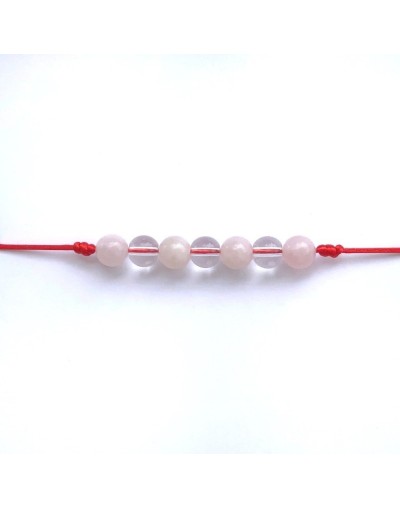 Pulsera cuarzo rosa y cristales