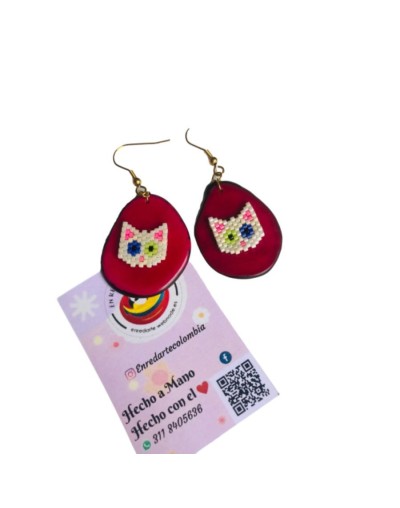 Aretes miyuki tagua gatos