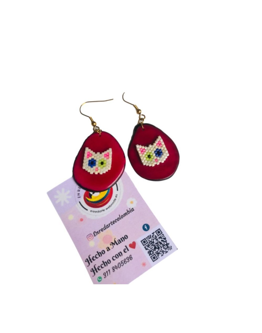 Aretes miyuki tagua gatos