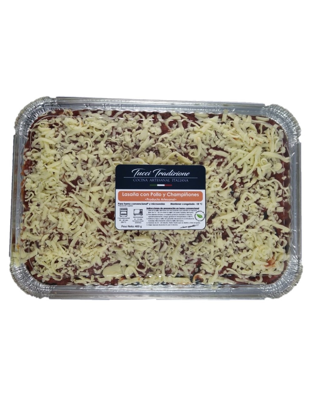 Lasaña familiar con pollo y champiñones congelada 2 kg  6 porciones