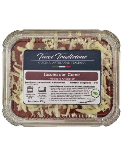 Lasaña individual con carne 400  450 g