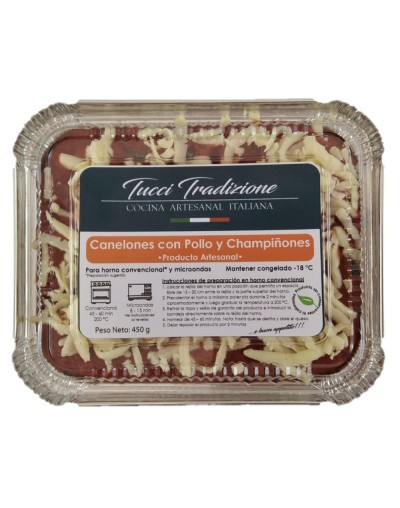 Canelones individuales de pollo y champiñones 4 canelones  400  450 g