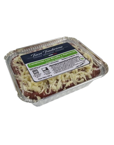 Canelones individuales con espinacas y ricotta 4 canelones  400  450 g