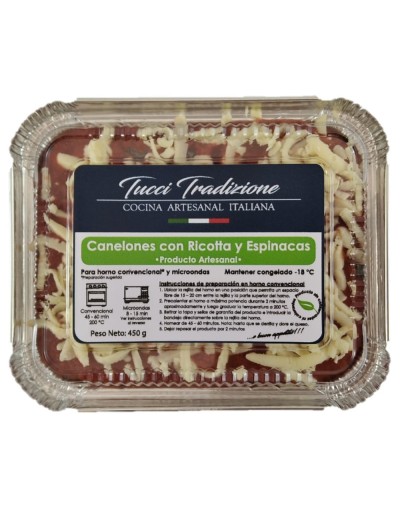 Canelones individuales con espinacas y ricotta 4 canelones  400  450 g
