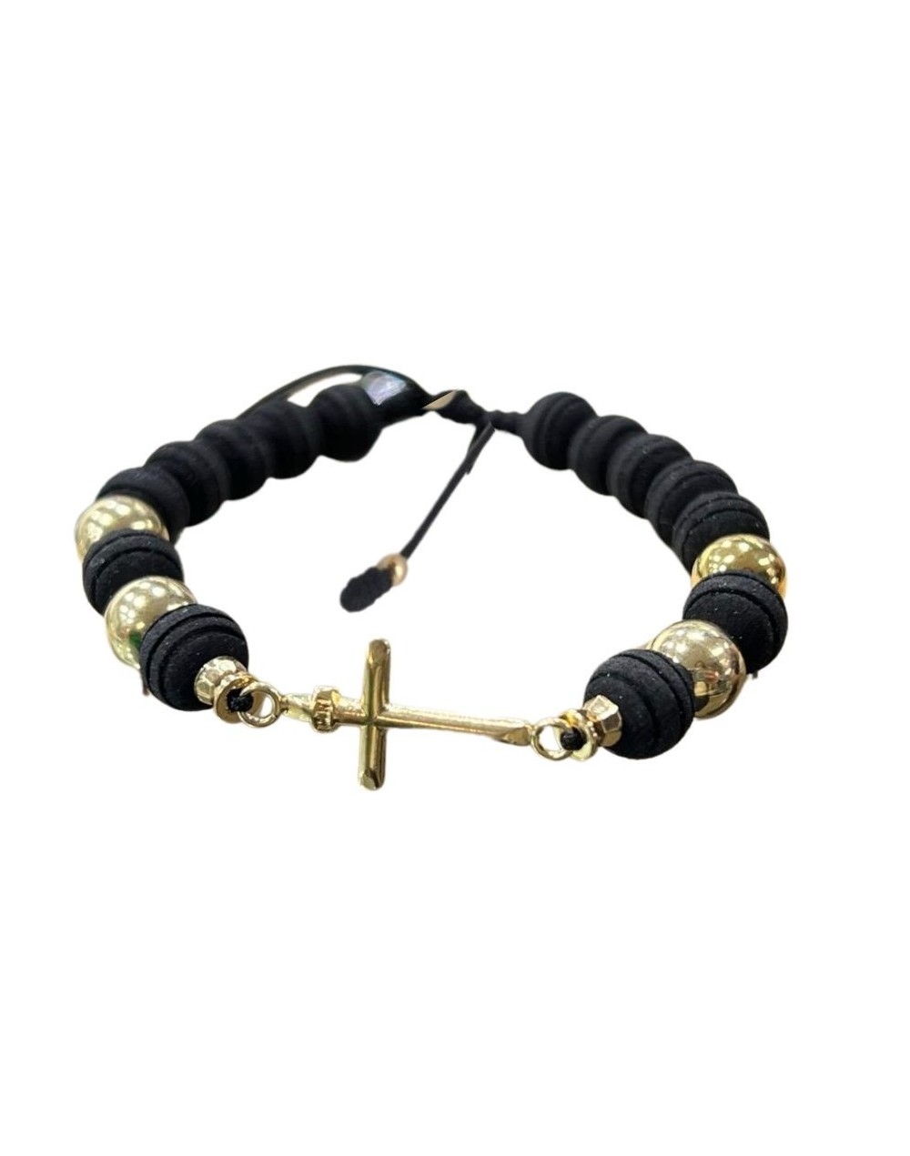 Pulsera cruz en oro laminado