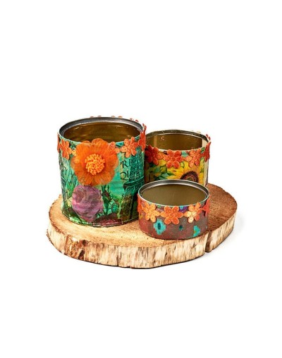 Organizadores con latas y madera
