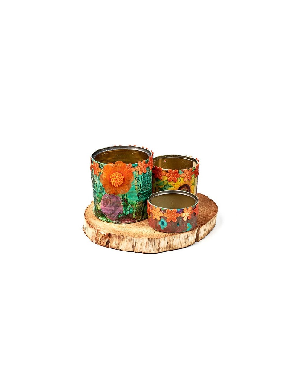 Organizadores con latas y madera