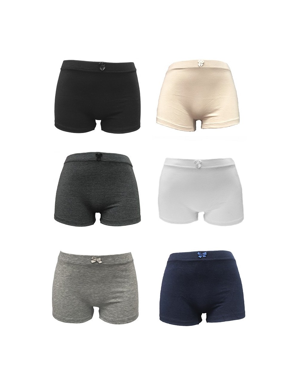 Boxer Dama Algodón x6 Colores Básicos