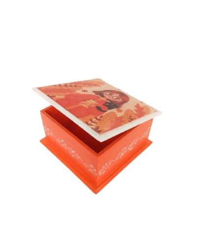 Caja mujer con gato 