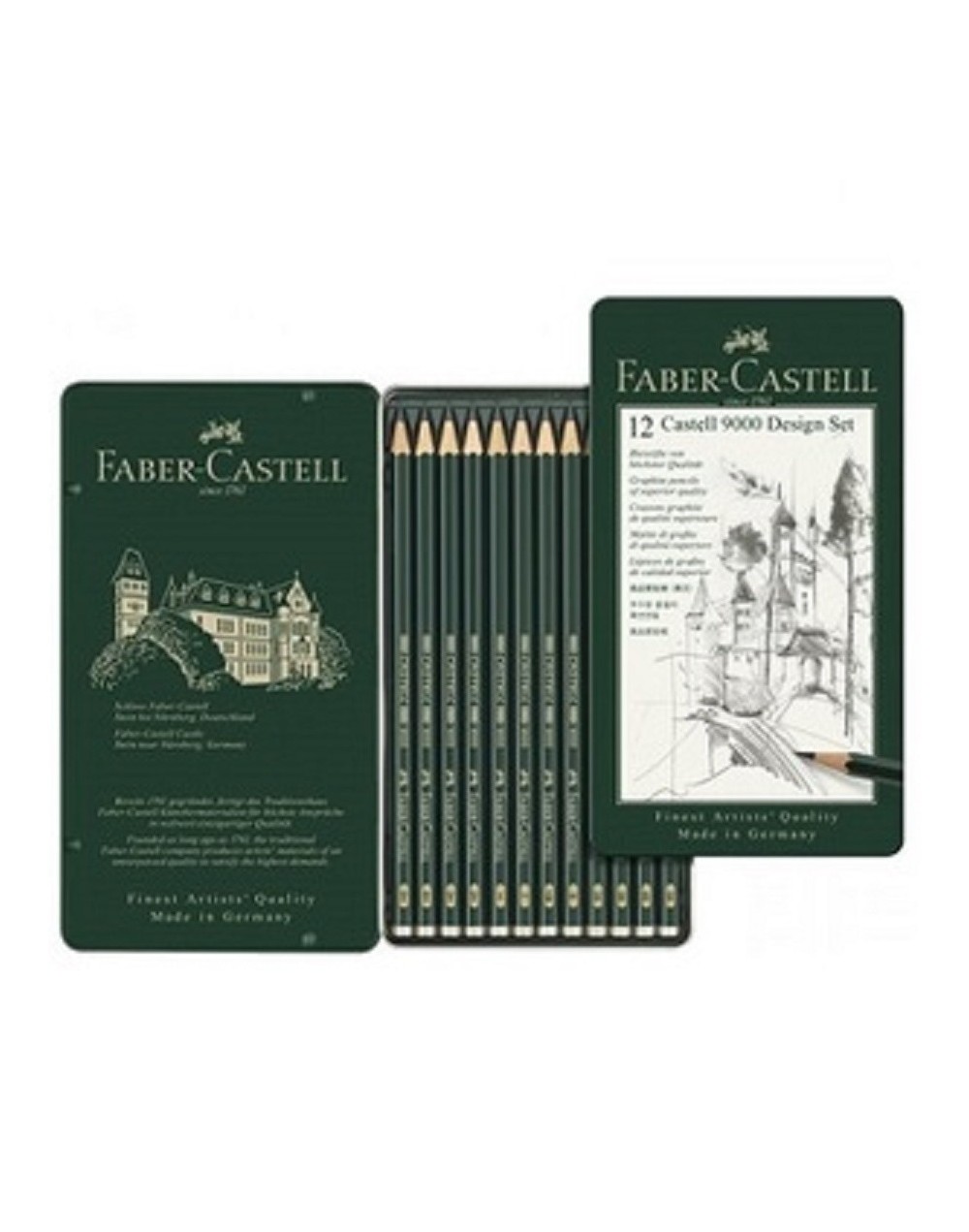 Lapiz faber castell ref 9000 por caja metalica 12 und