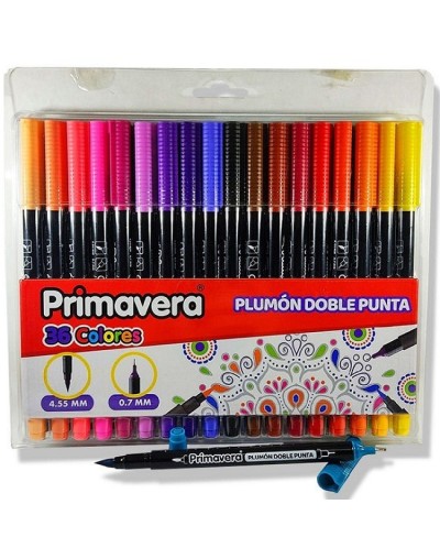 Plumones doble punta primavera x 36 unidades