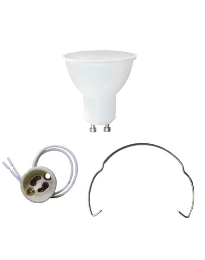 Bombillo led gu10 luz blanca con socket y retenedor nacional