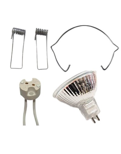 Bombillo halogeno dicroico 12v50w bipin csocketpines laterales y gancho retenedor importado