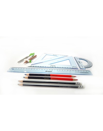 EC57  Estuche Geom X30 Cm  Compás seguridad2 Lápices2B2 Lápices Bicolor