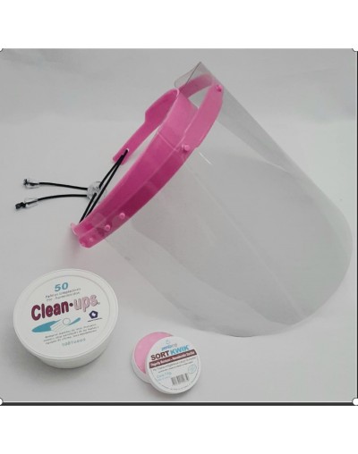EC62  Kit Bioseguridad careta  clean ups  Humedecedor Dactilar
