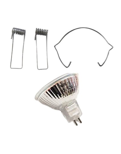 Bombillo halogeno dicroico 12v50w bipin  12v50w bipin con gancho retenedor importado y pines laterales