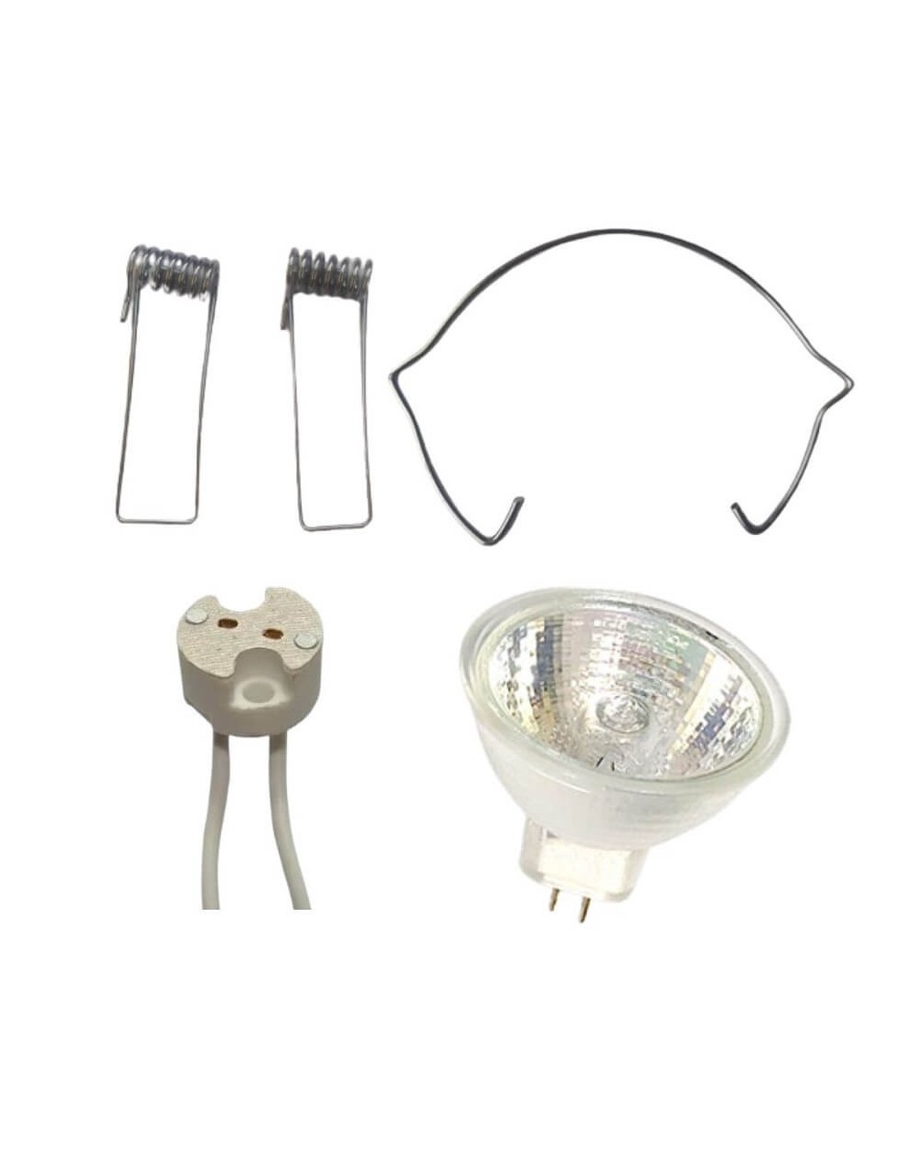 Bombillo halogeno dicroico 110v 50w bipin con socketpines laterales y retenedor importado