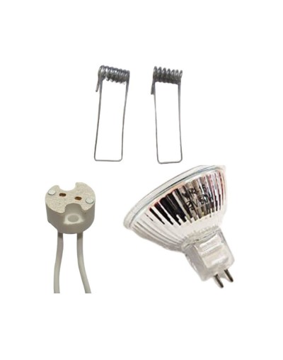 Bombillo halogeno dicroico 12v 50w bipin con socket y pines laterales