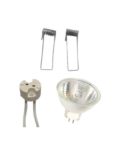 Bombillo halogeno dicroico 110v 50w bipin con socket y pines laterales